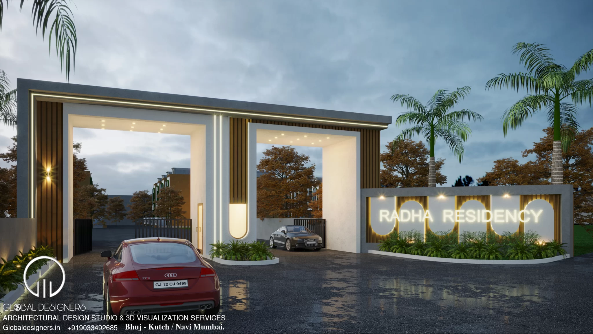 The Radhe Residency exterior design by Global Designers